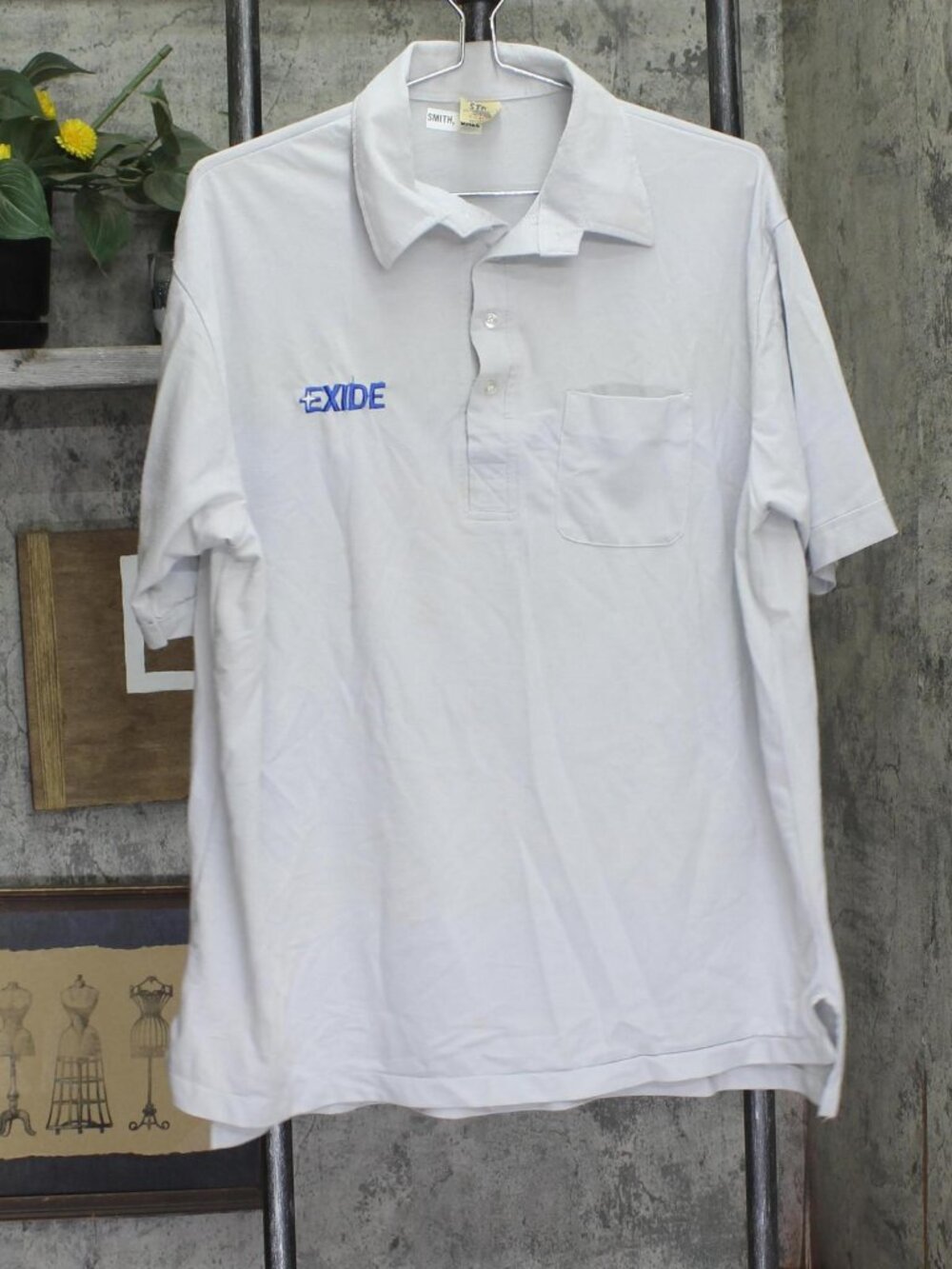 The Staff Vintage Work Polo Shirt Single Stitch Short Sleeve Light Gray XL
